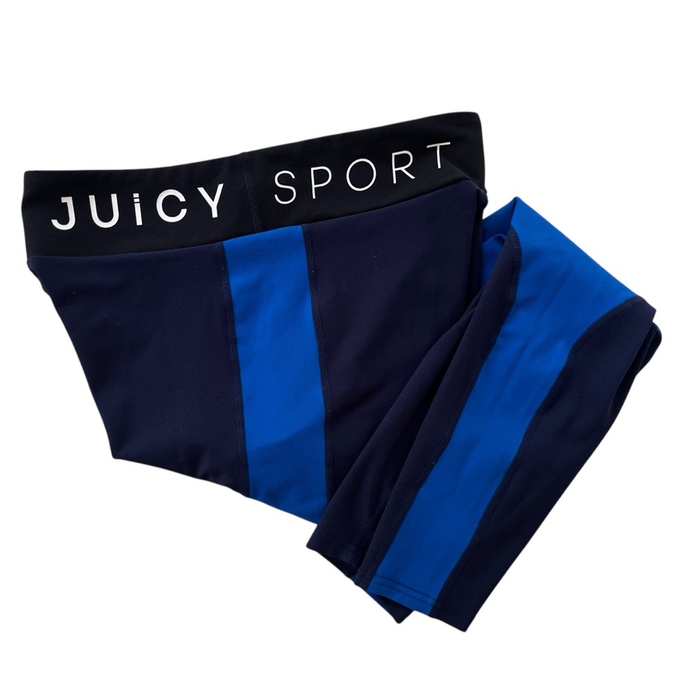 Juicy Couture Sport Womens M Excalibur Navy Blue Color Block High Waist Leggings